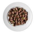 Cooked Japanese Teriyaki Steak on a white plate