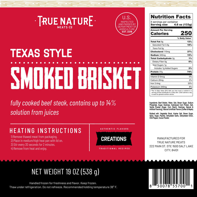 True Nature Texas Smoked Brisket product label