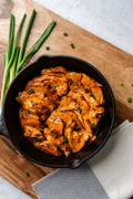 Buffalo Chicken Breast in a cast-iron skillet