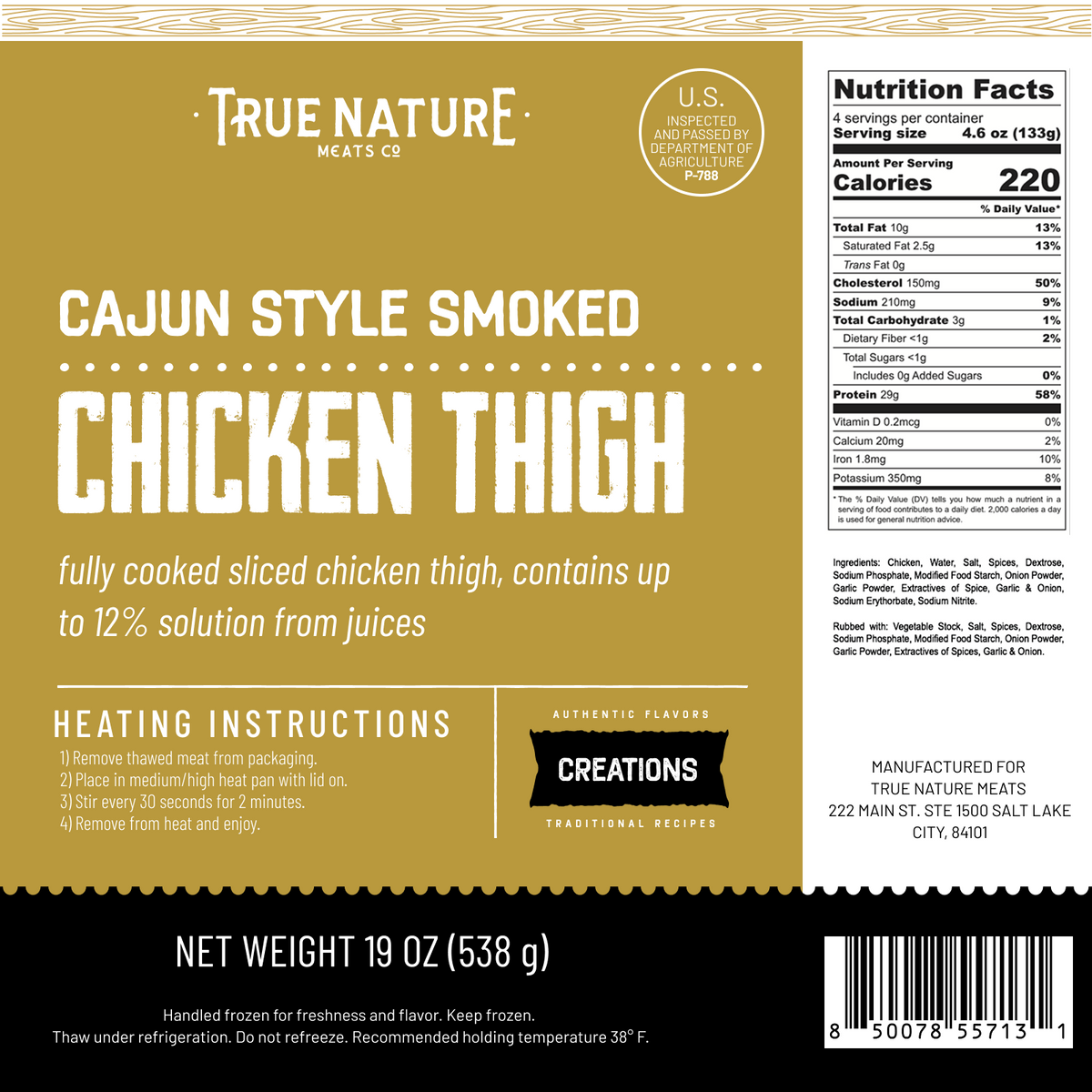 Cajun Smoked Chicken product label