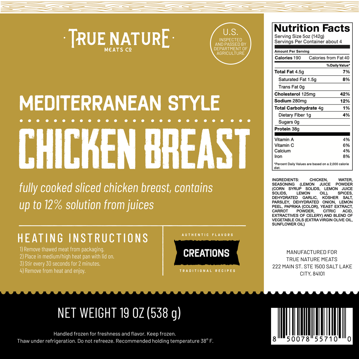 Mediterranean Chicken product label