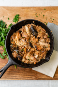 Tennessee Pulled Pork in a cast-iron skillet