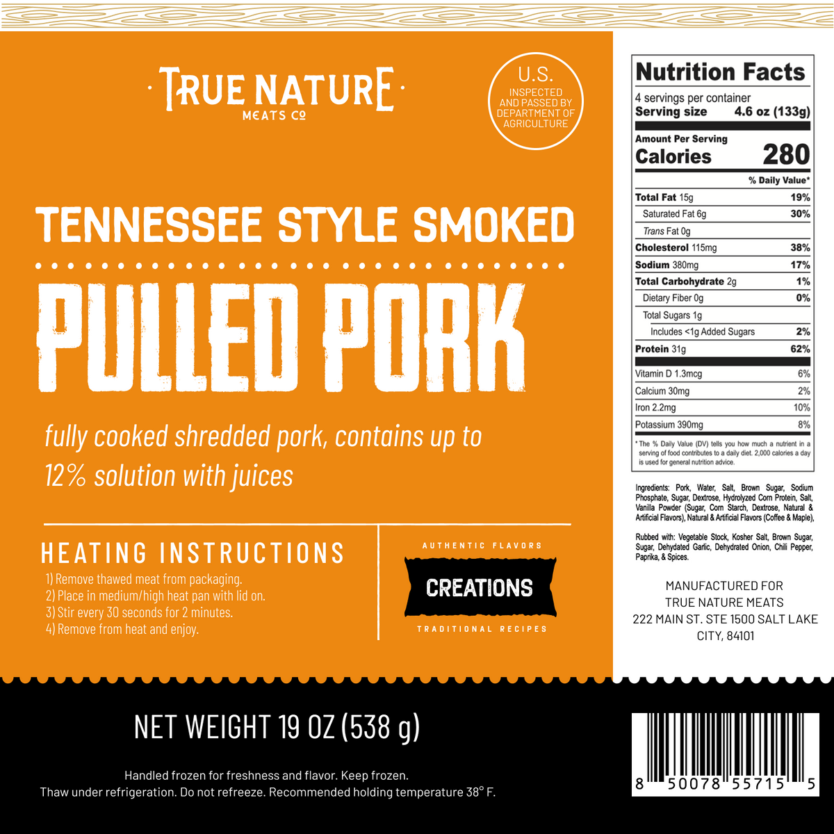 Tennessee Pulled Pork product label