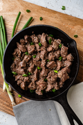 Japanese Teriyaki Steak in a cast-iron skillet