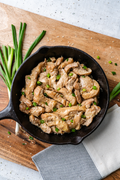 Japanese Teriyaki Chicken in a cast-iron skillet