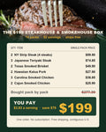 Steakhouse & Smokehouse Box receipt: $277.30 bought pack by pack, you pay $199