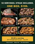 Steakhouse & Smokehouse Box: 14 packs, 52 servings, $199