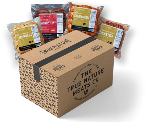 True Nature Meats Family Stock-Up box with assorted packaged meats