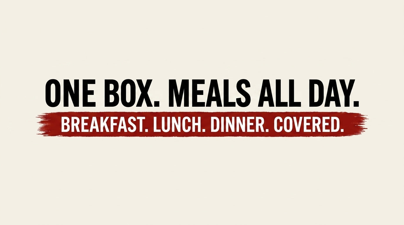 One Box. Meals All Day. Breakfast. Lunch. Dinner. Covered.