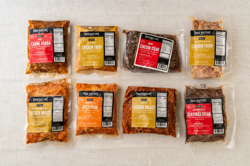 Original True Nature Meats photograph showing individually sealed meat packs